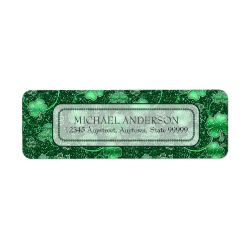 Glittering Shamrocks and Swirls ID289 Label