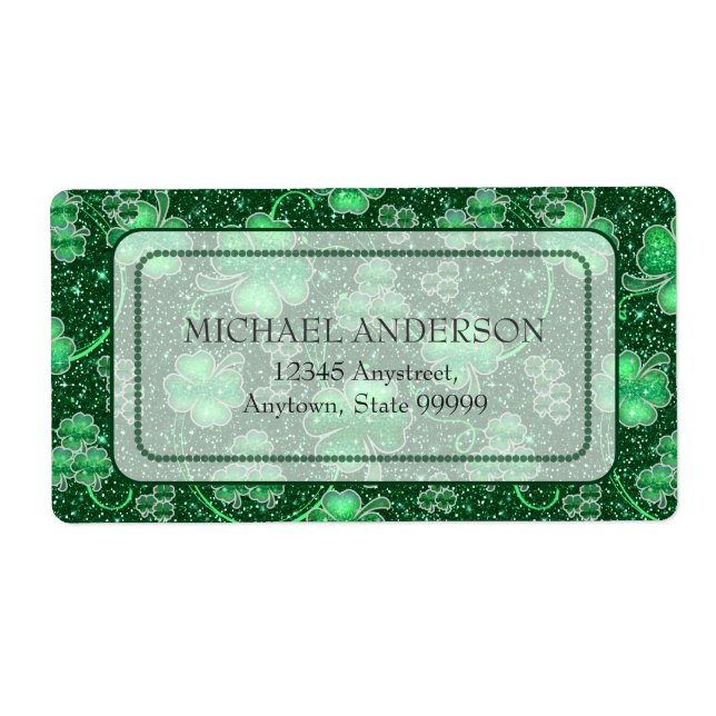 Glittering Shamrocks and Swirls ID289 Label (Front)