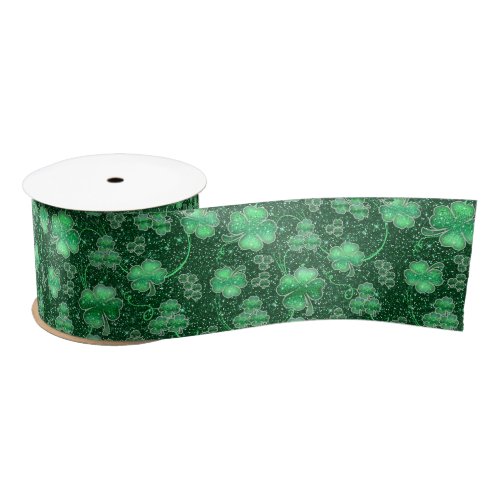 Glittering Shamrocks and Swirls ID289 Satin Ribbon