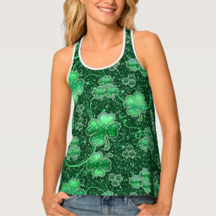 Glittering Shamrocks and Swirls ID289 Tank Top