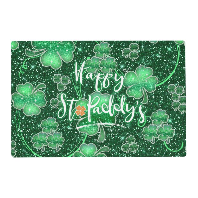 Glittering Shamrocks Happy St. Paddy's ID289 Placemat (Back)