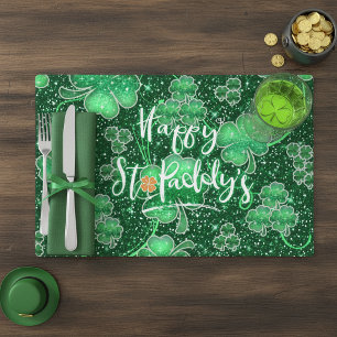 Glittering Shamrocks Happy St. Paddy's ID289 Placemat