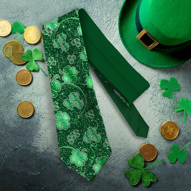Glittering Shamrocks Pattern ID289 Neck Tie (Creator Uploaded)