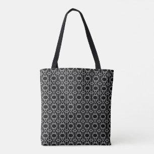 Glittering Silver Gray & Black Diamond Pattern Tote Bag