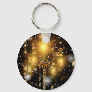 Glittering Snow Falling on the Lamp Keychain