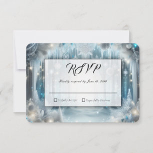 Glittering Snowy Forest Entre Choices Wedding RSVP Card