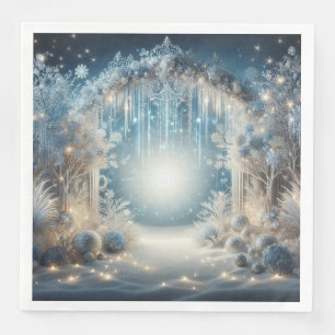 Glittering Snowy Forest Wedding Dinner Napkins