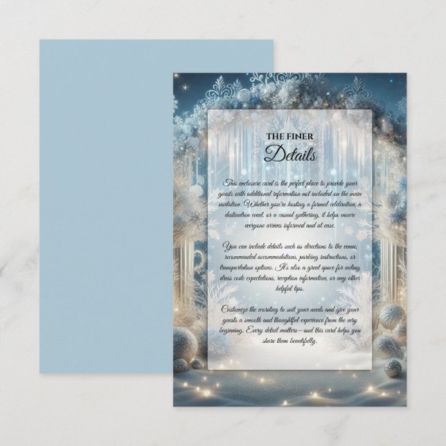 Glittering Snowy Forest Wedding Enclosure Card (Front/Back)