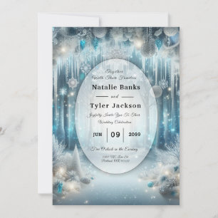 Glittering Snowy Forest Wedding Invitation