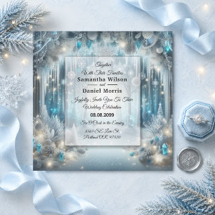 Glittering Snowy Forest Wedding Invitation