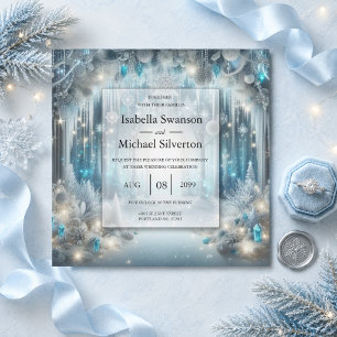 Glittering Snowy Forest Wedding Invitation