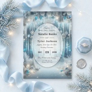 Glittering Snowy Forest Wedding Invitation