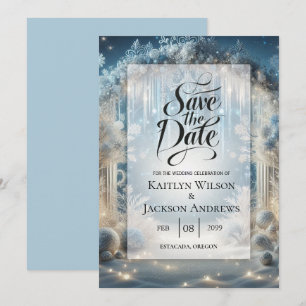 Glittering Snowy Forest Wedding Save The Date