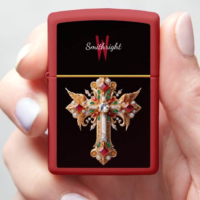,Glittering Spectrum Cross Divine Elegance, Zippo Lighter (In Hand)