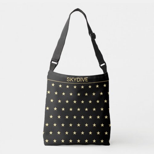 Glittering star pattern on black crossbody bag