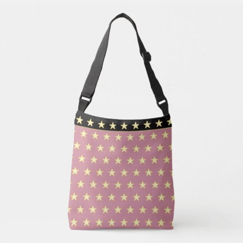 Glittering star pattern on rose gold crossbody bag