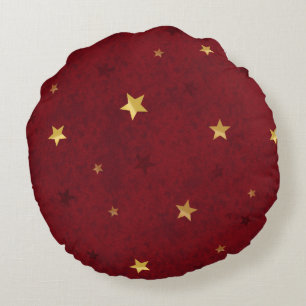 Glittering stars Royal Red Round Pillow