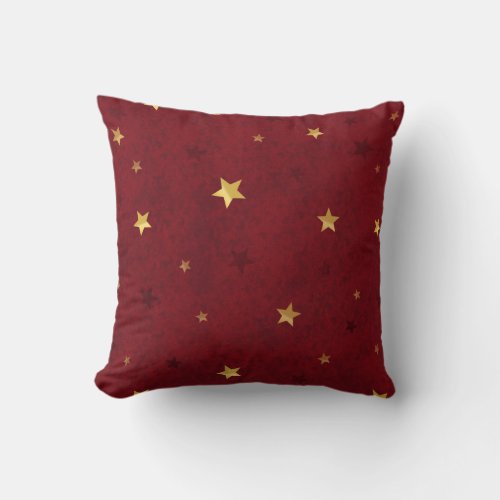 Glittering stars Royal Red Throw Pillow