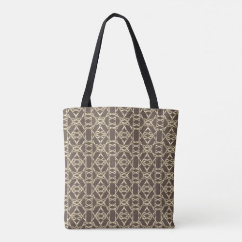 Glittering Stylish Beige Diamond Pattern Tote Bag