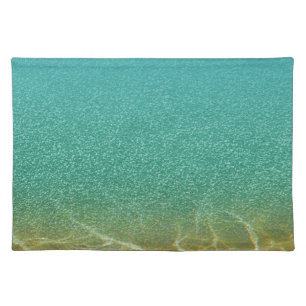 Glittering Teal Blue and Gold Water Ripples Cloth Placemat