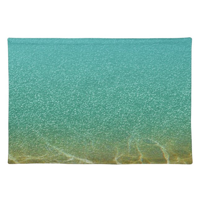 Glittering Teal Blue and Gold Water Ripples Cloth Placemat (Front)