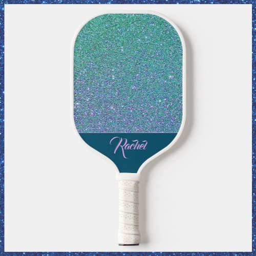 Glittering Turquoise and Purple Pickleball Paddle