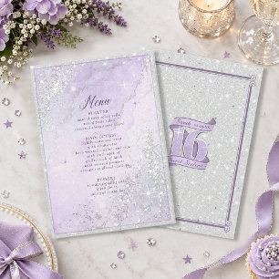 Glittering Violet & Silver Sweet 16 ID1333 Menu
