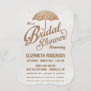 Glittering White & Gold Bridal Shower Invite