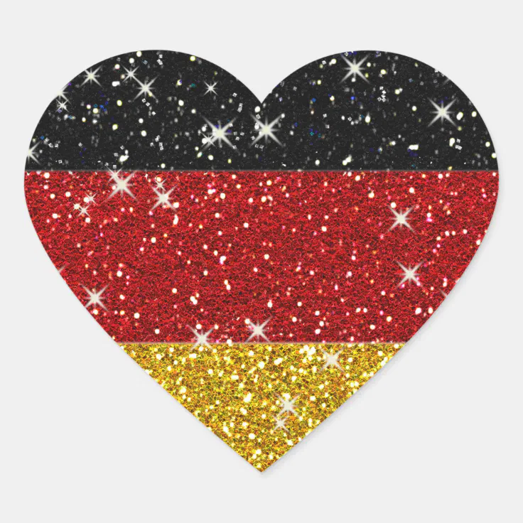 Glitters Germany Flag With Sparkles Heart Sticker Zazzle