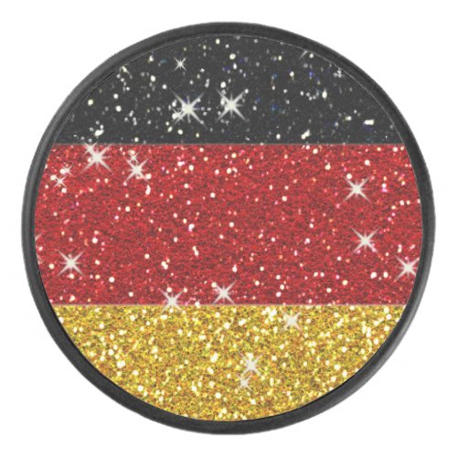 Glitters Germany Flag with Sparkles Hockey Puck