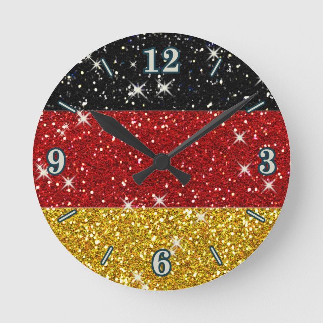 Glitters Germany Flag with Sparkles Round Clock (Front)