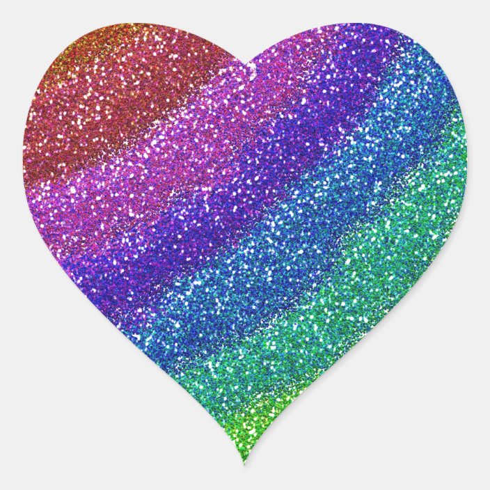 Glitters Rainbow Heart Sticker | Zazzle.com