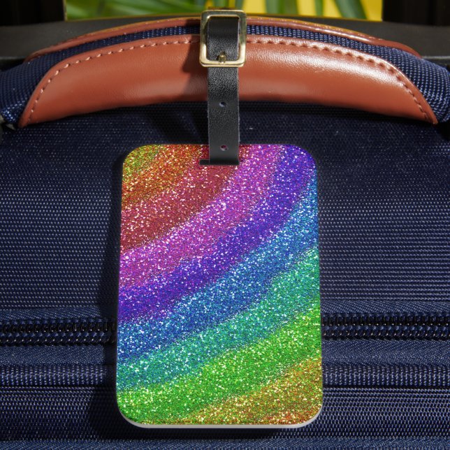 Glitters Rainbow Luggage Tag (Front Insitu 2)