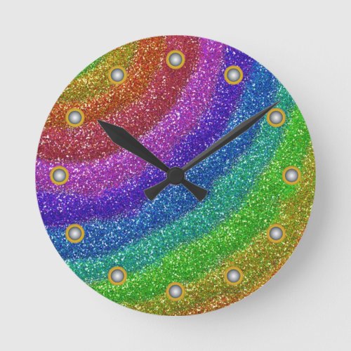 Glitters Rainbow Round Clock