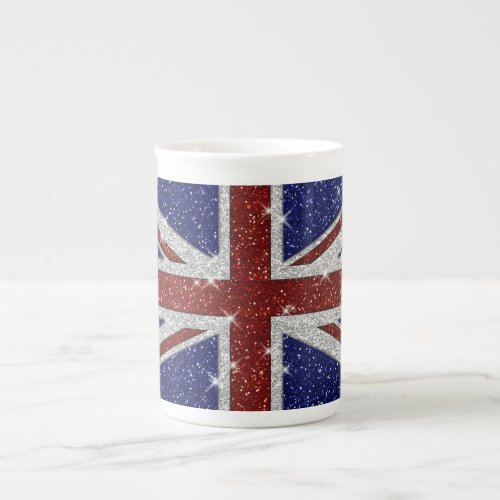 Glitters Shiny Sparkle Union Jack Flag Bone China Mug