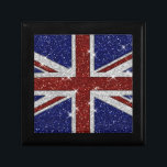 Glitters Shiny Sparkle Union Jack Flag Keepsake Box<br><div class="desc">Glitters Shiny Sparkle Union Jack Flag design featuring the Union Jack in red glitters,  blue glitters and white glitters.</div>