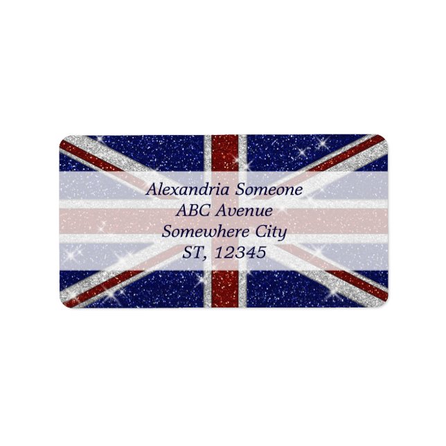 Glitters Shiny Sparkle Union Jack Flag Label (Front)