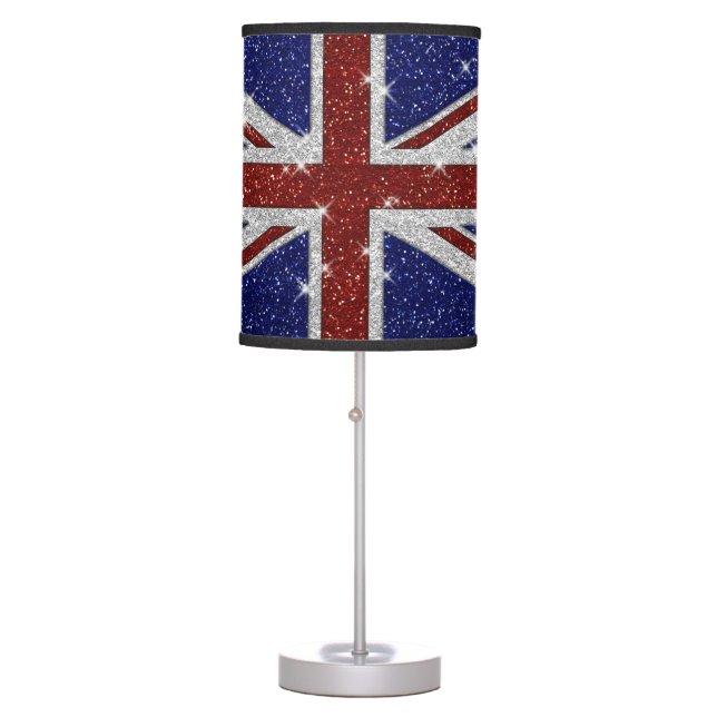 Glitters Shiny Sparkle Union Jack Flag Table Lamp (Front)