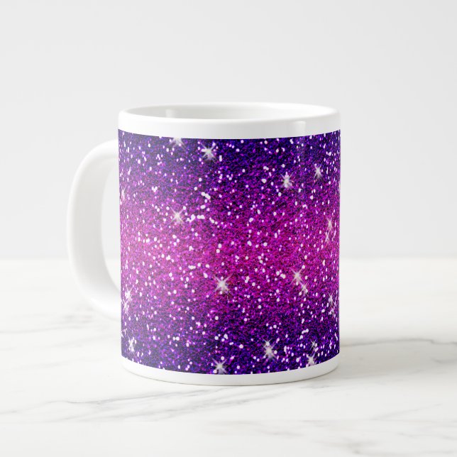 Glitters Sparkles Purple Pink Texture Giant Coffee Mug (Front Left)