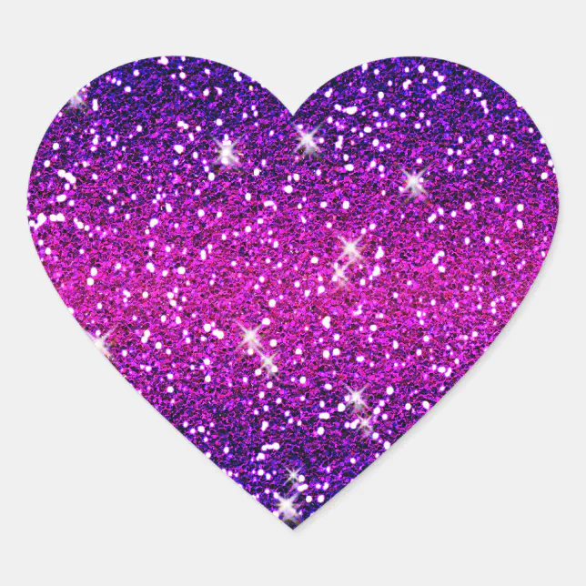 Glitters Sparkles Purple Pink Texture Heart Sticker Zazzle