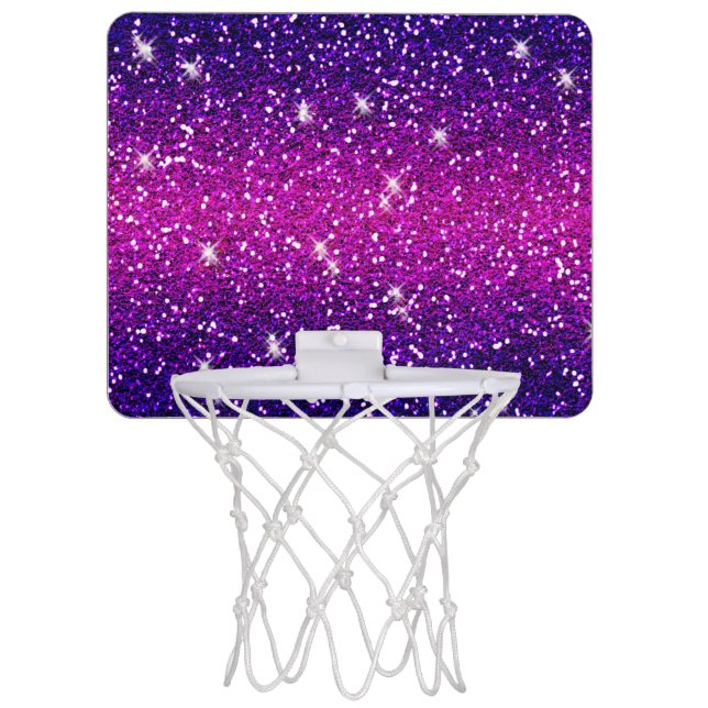 Glitters Sparkles Purple Pink Texture Mini Basketball Hoop (Front)