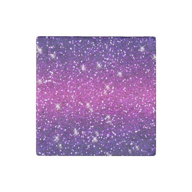 Glitters Sparkles Purple Pink Texture Stone Magnet (Front)