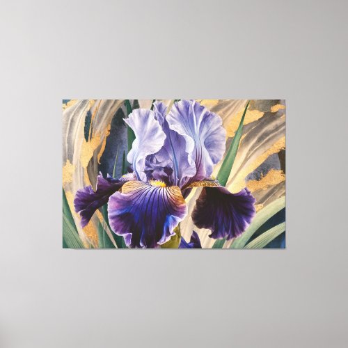  GlitterTeal IRIS Irises Vintage Floral TV2 Canvas Print