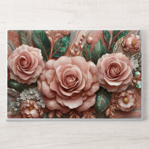 Glitterty Rose Gold Roses HP Laptop Skin