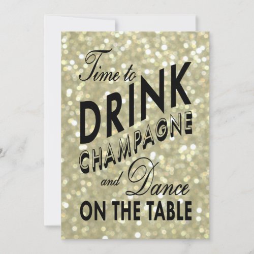 Glittery 21st Birthday Time to Drink Champagne Invitation