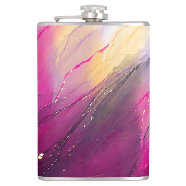 Glittery Alcohol Ink Tumbler Design Flask (Front)