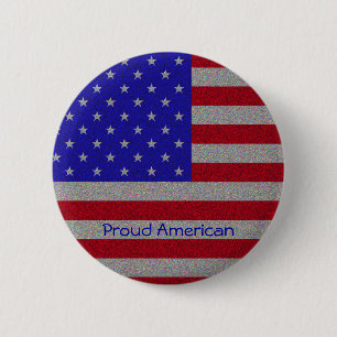 Glittery American Flag Button