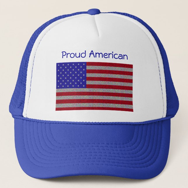 Glittery American Flag Trucker Hat (Front)