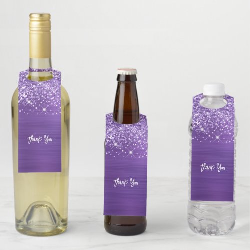 Glittery Amethyst Purple Glam Bottle Hanger Tag