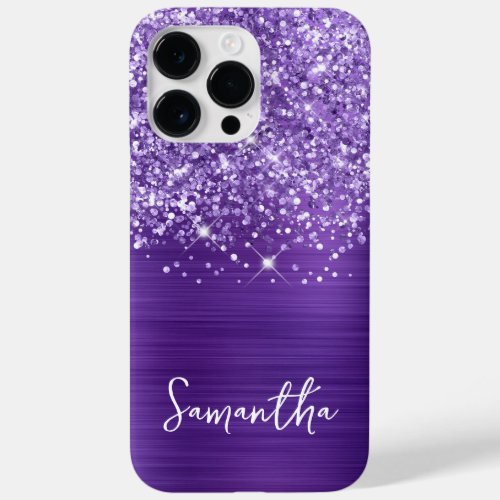 Glittery Amethyst Purple Glam Name Case_Mate iPhone 14 Pro Max Case